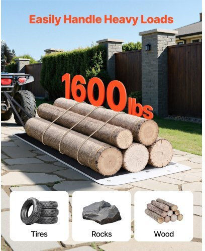Vevor Yard Drag Sled 110 x 40 in 1600lbs Heavy Duty PE Glider Mat Pull Cable