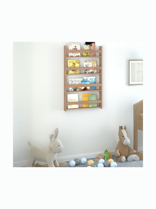 Kids Shelving Unit Montessori Wall Pine Oak 70x10x120cm