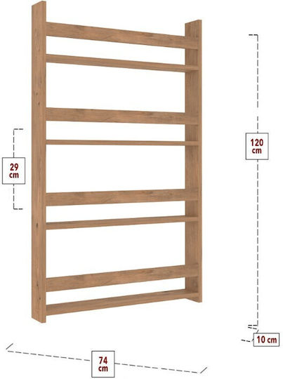 Kids Shelving Unit Montessori Wall Pine Oak 70x10x120cm