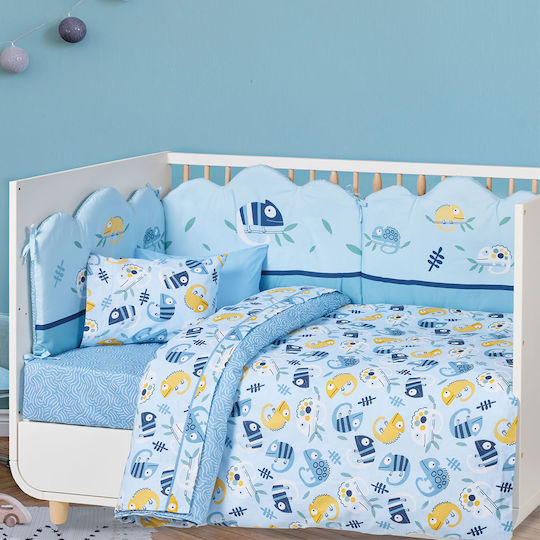 Das Home Cute Animals Seturi de cearșafuri pentru bebeluși Pentru Patut Bumbac Albastru 130x170buc 3buc