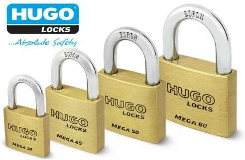 Hugo Locks Mega 50 Steel Padlock Brass with Key 50mm 1pcs