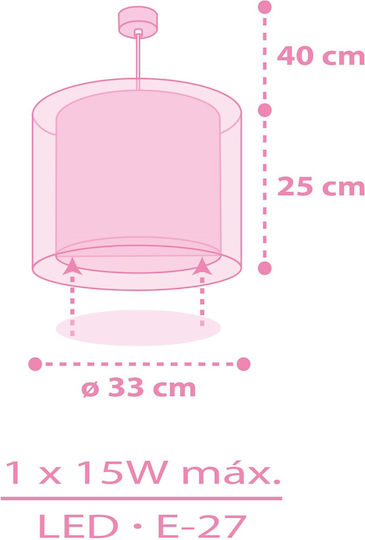 Ango Einfaches Licht Kinderzimmer-Deckenleuchte Hängend 15W mit E27 Lampensockel Rosa 33x25cm