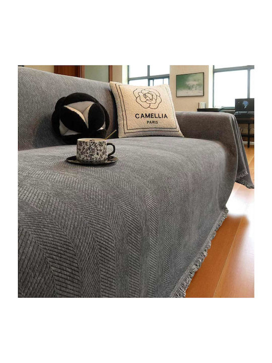Linea Home Four-Seater Sofa Throw Chenille 180x320cm Grey