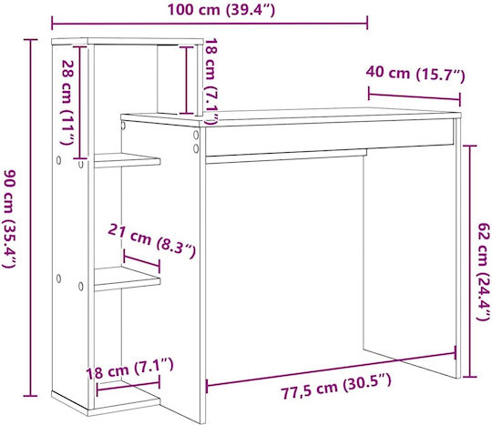 Schreibtisch Holz Sonoma Grey 100x40x90cm