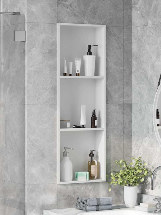 vidaXL Επιτοίχια Ραφιέρα Μπάνιου Μεταλλική 30x9.5x90cm Λευκή