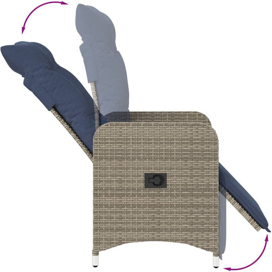 Outdoor Armchair Rattan Gray with Cushion