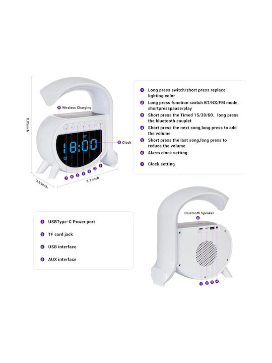 Andowl Tisch-Digitaluhr mit Wecker & kabellosem Laden 075667