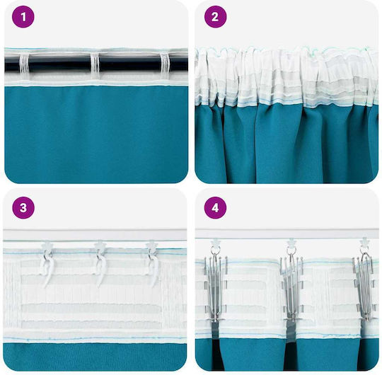 vidaXL Turquoise Window Blackout Curtain Set with Pencil Pleat 140x175cm