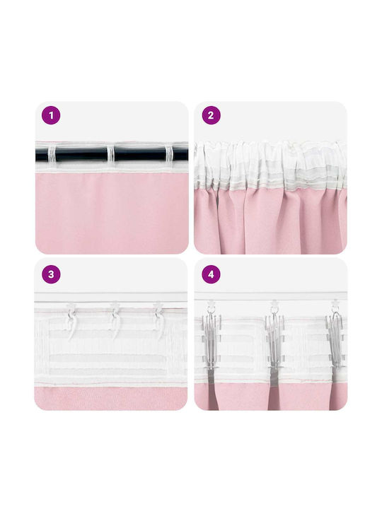 vidaXL Pink Window Blackout Curtain Set with Pencil Pleat 140x225cm