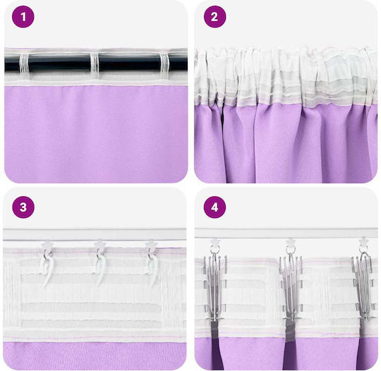 vidaXL Set Perdele Fereastra Cu Coafură Violet 140x175cm