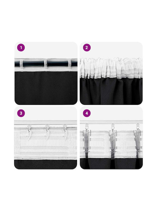 vidaXL Blackout Window Curtain Set with Pencil Pleat Black 140x140cm