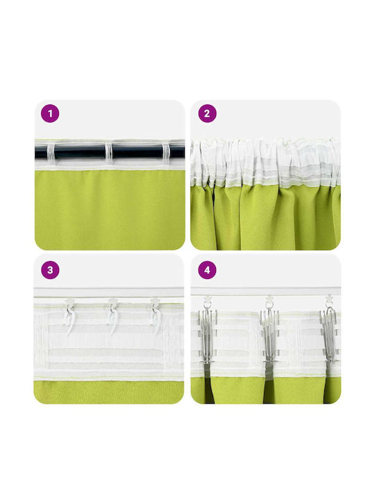 vidaXL Set of Green Window Blackout Curtains with Pencil Pleat 140x175cm
