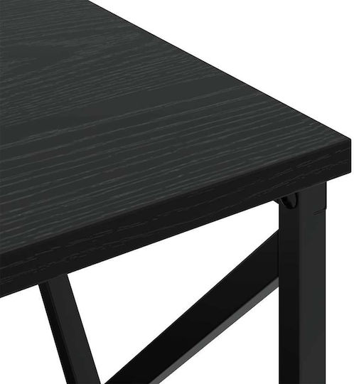 Wooden Bedside Table with Metal Legs Black Oak 40x31x60cm