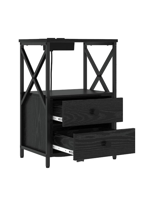 Nachttisch Metall Black oak 40x31x60cm