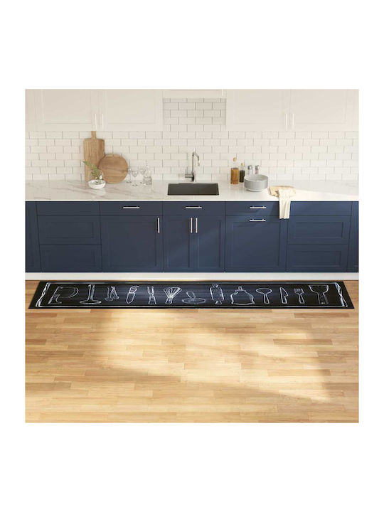vidaXL Kitchen Mat Runner with Anti-slip Underlay Black 60x300εκ.
