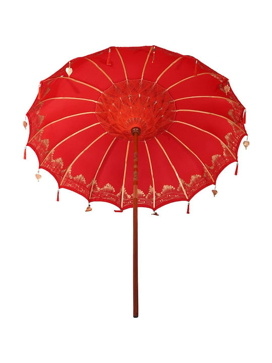Round Wooden Red Garden & Terrace Parasol F2.5xY2.5m