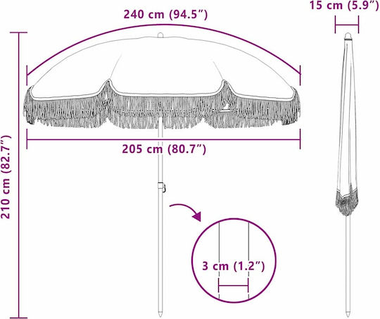 Metallischer Grauer Garten- und Terrassen-Sonnenschirm 2,09x2,09xHöhe 2,09 m