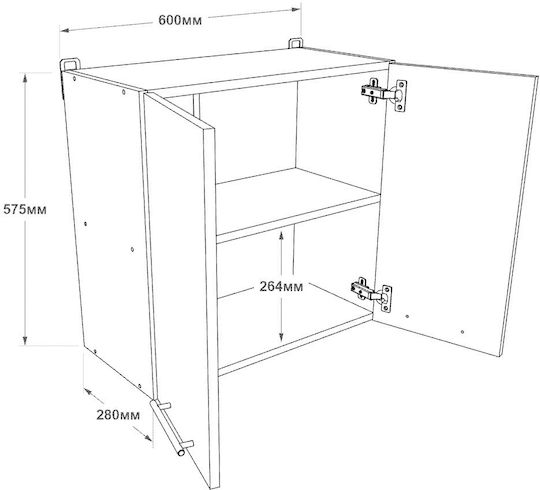 Ντουλάπι Κρεμαστό Λευκό 60x30x58εκ.
