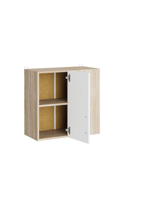 Γωνιακό Ντουλάπι Κρεμαστό Sonoma Oak, White 60x30x58εκ.