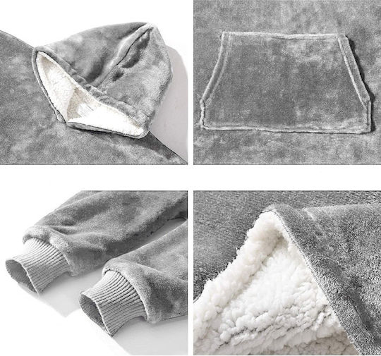 Pătură Polar Fleece Cu Mâneci 80x90cm Gri