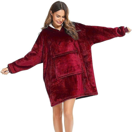 Pătură Polar Fleece Cu Mâneci 80x90cm Roșie