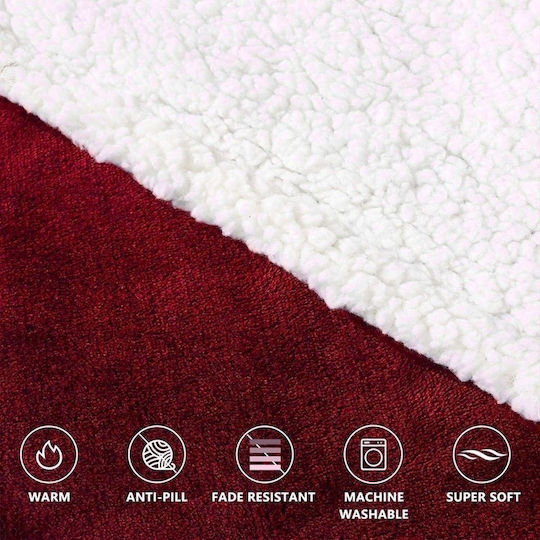 Pătură Polar Fleece Cu Mâneci 80x90cm Roșie