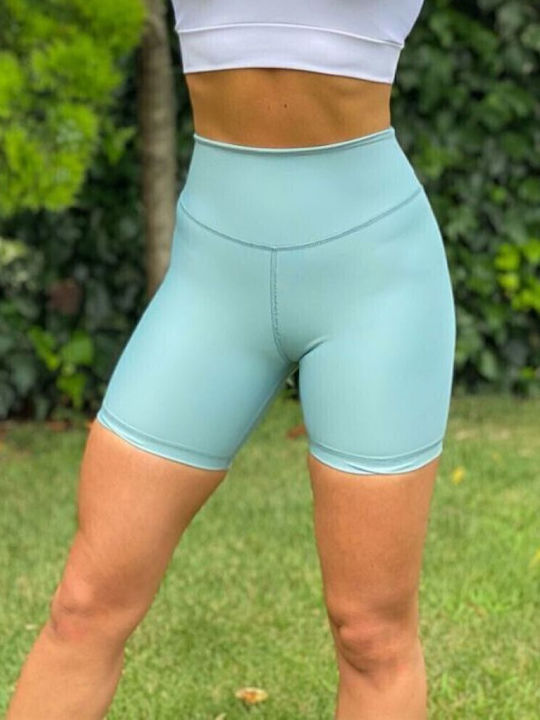 Training Γυναικείο Κολάν Ψηλόμεσο & Push Up Τιρκουάζ