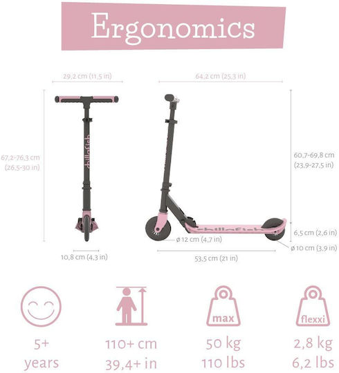 Chillafish Kids Foldable Scooter Flexxi 2-Wheel for 5+ Years Cameo Pink