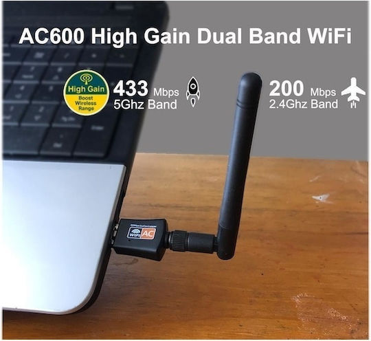 Adaptor Mini Wi-fi 600mbps Viteză Dual Band Portabil Hotspot Wi-fi Interfață Usb 2.0 Compatibilitate Largă Design Compact Portabil Negru
