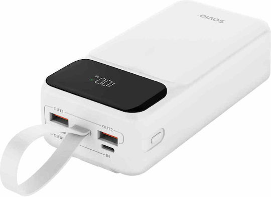 Savio BA-11 Power Bank 30000mAh με 2 Θύρες USB-A και 2 Θύρες USB-C Power Delivery / Quick Charge 3.0 Λευκό