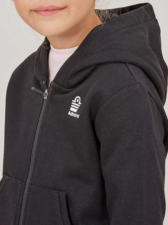 Kids Cardigan Cotton with Hood Black
