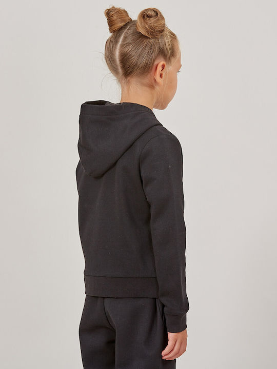 Kids Cardigan Cotton with Hood Black