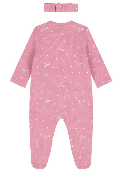 Guess Baby Bodysuit Long-Sleeved with Accessories Pink