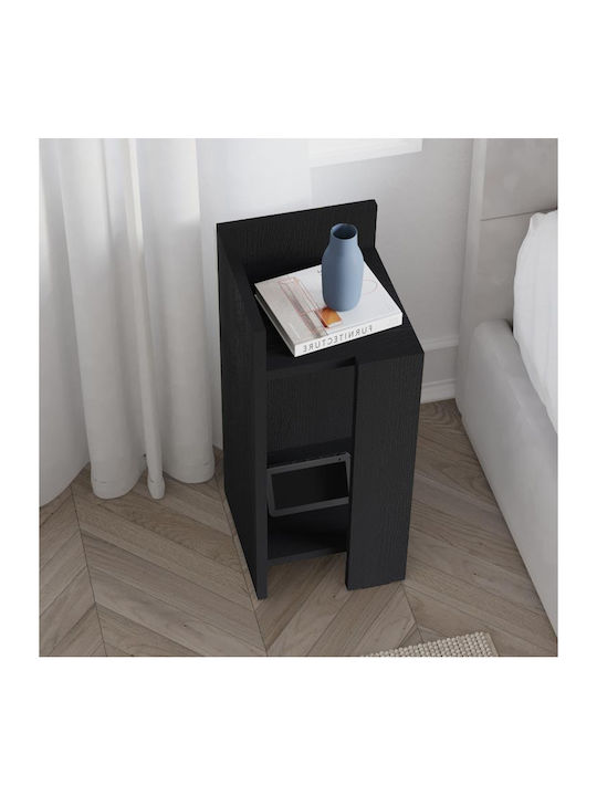 Bedside Table Elos Wooden Black Wood 25x27x60cm