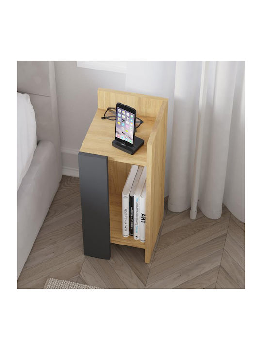 Bedside Table Elos Wooden Sapphire Oak - Anthracite 25x27x60cm
