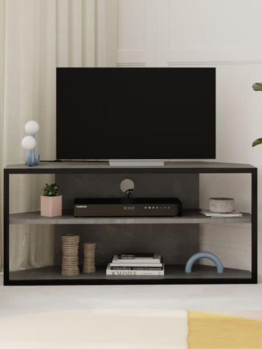 Echo Cornered TV Stand Made of Metal & Wood Gray Retro L98xD37xH45cm