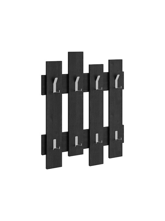 Megapap Wall Hanger Wave Wooden 20 Hooks Black 64x4x4cm