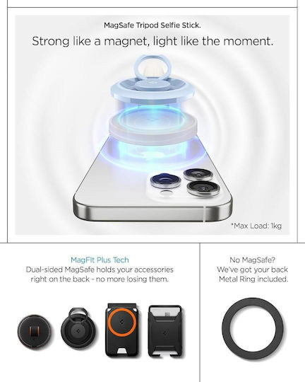 Spigen S581w Selfie Stick Trepied Pentru Telefon Mobil Bluetooth Negru