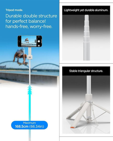 Spigen S581w Selfie Stick Trepied Pentru Telefon Mobil Bluetooth Negru