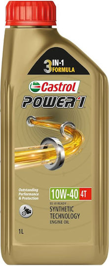 Castrol Power 1 10W-40 Ημισυνθετικό Λάδι Μοτοσυκλέτας για Τετράχρονους Κινητήρες 1lt