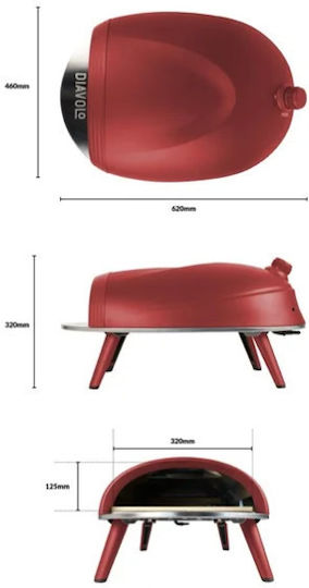 DELIVITA Diavolo Kommerzielle Pizzaofen LPG Traditionell 62x42x37cm