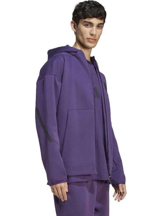 Z.n.e. Fullzip Hooded Track Jacket Men's Cardigan Plum