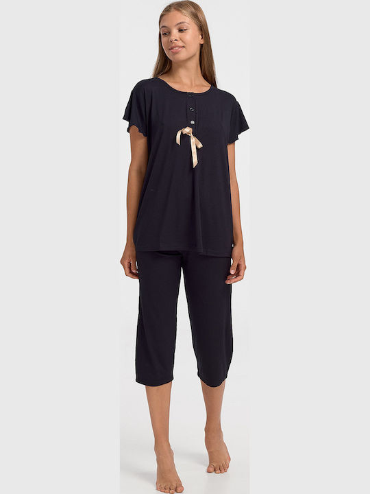 Cherry Sommer Damen Pyjama-Set Dark Blue