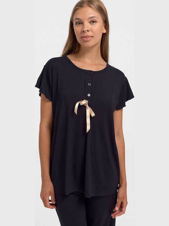 Cherry Sommer Damen Pyjama-Set Dark Blue