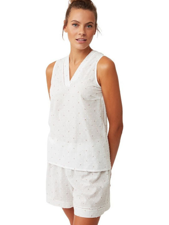 Catherine's De vară Set Pijamale pentru Femei White