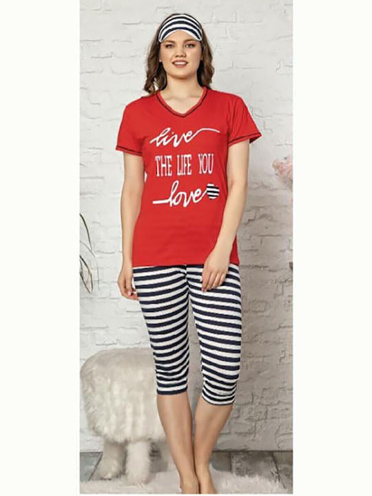 Fawn Sommer Damen Pyjama-Set Red