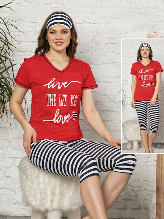 Fawn Sommer Damen Pyjama-Set Red