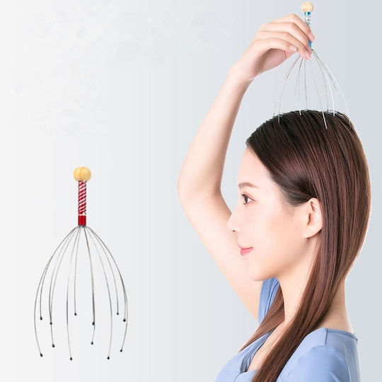 Scalp Massage Device Pain Relief Soothing Effect 3d Stimulation Silver Red