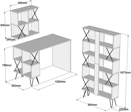 Hanah Home Extra Σετ Γραφείου 3τμχ