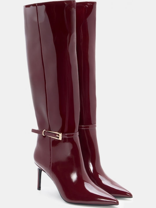 Cizme dama cu toc înalt Burgundy